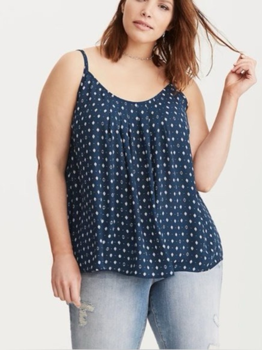 Torrid Geo Print Georgette Swing Cami, Size 2X (18/20), Navy